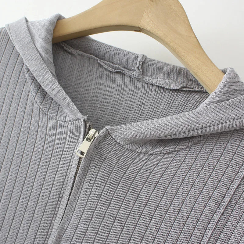 Autumn Clothes Women Cardigan Plus Two-Way Zipper Casual