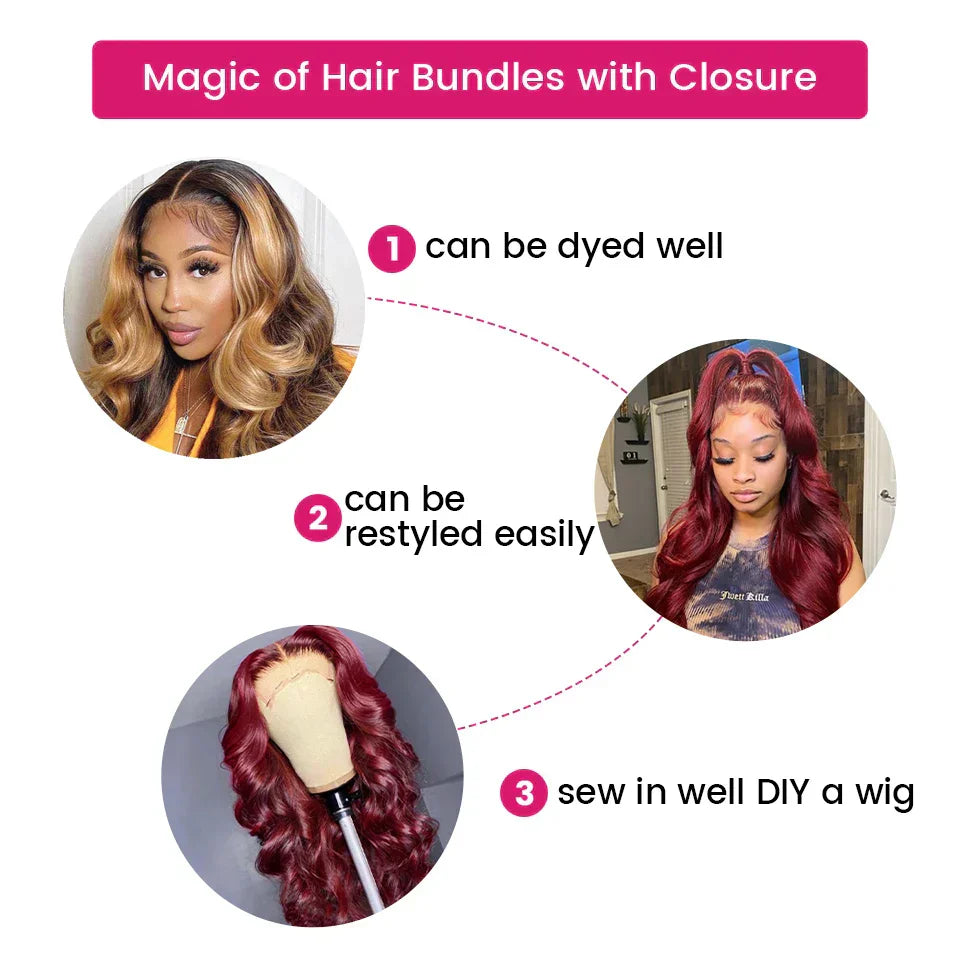 Vallbest J Body Wave Bundles With Closure Brazilian