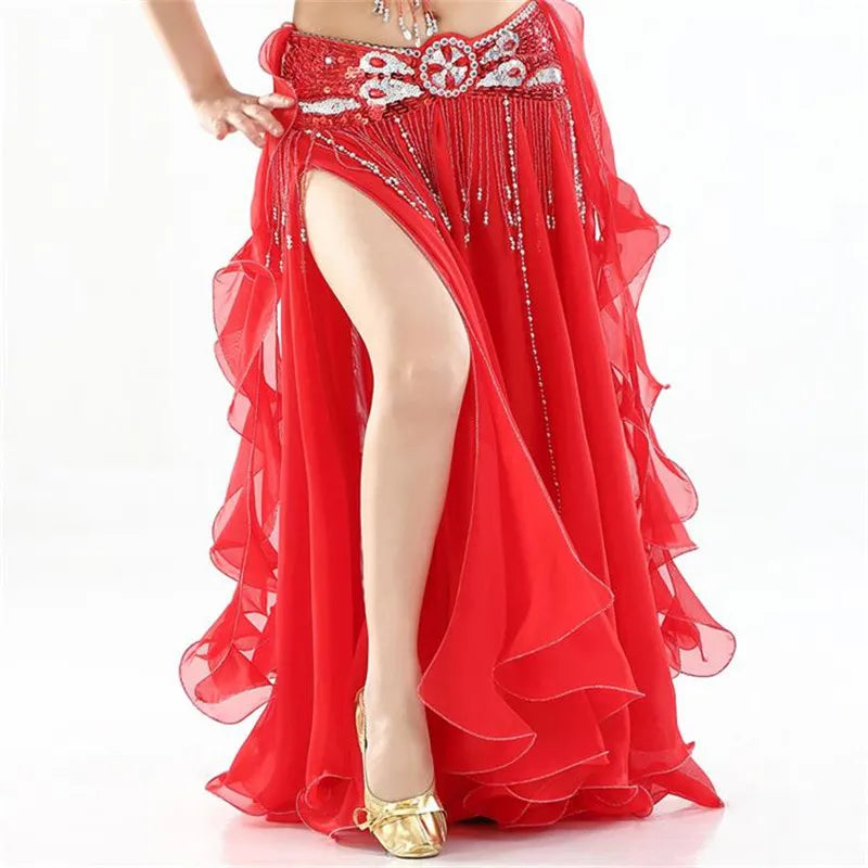 New Belly Dancing Skirt Woman Chiffon Split Sexy