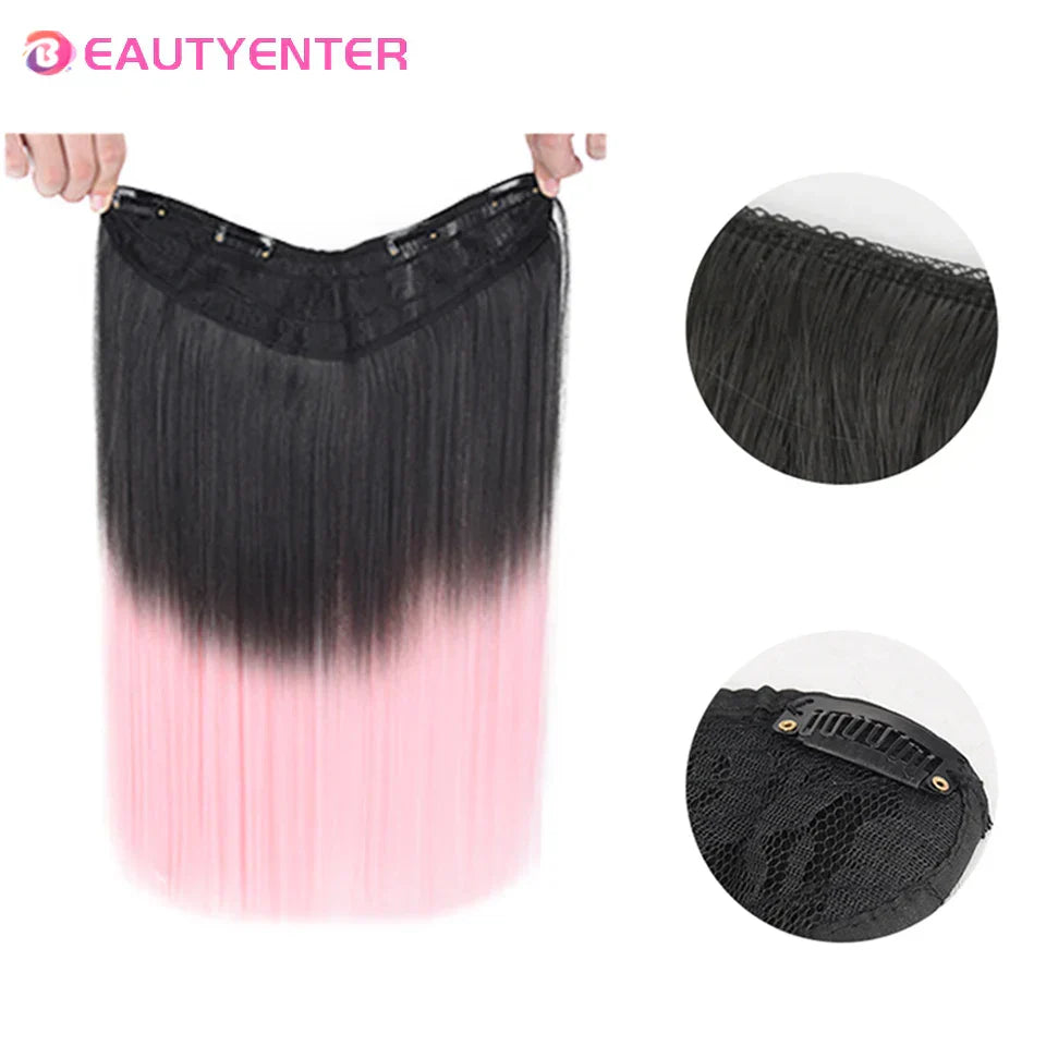 Synthetic Clips In Hair Long Wave Clip In