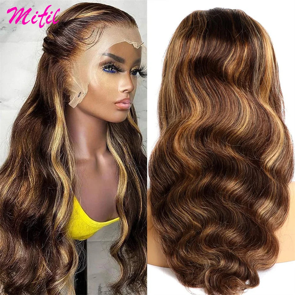 Hd Glueless 13X4 Highlight Wig Human Hair Body