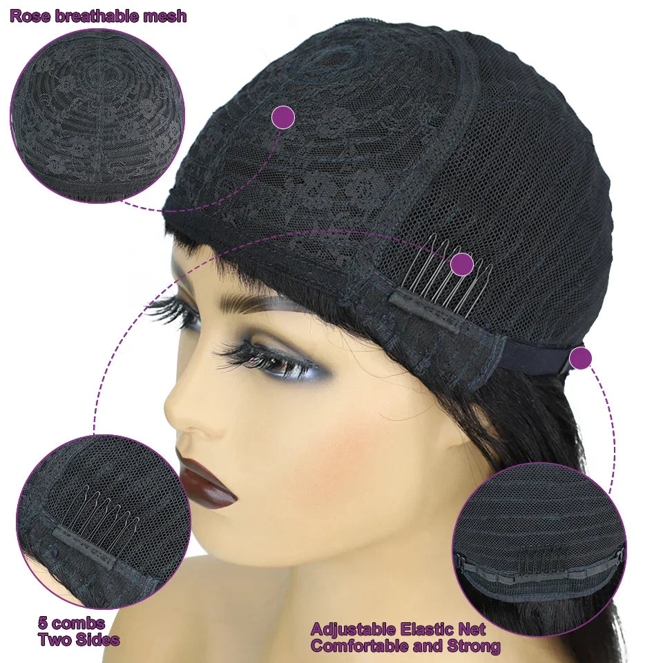 Misia Straight Bob Human Hair Wigs With Bang