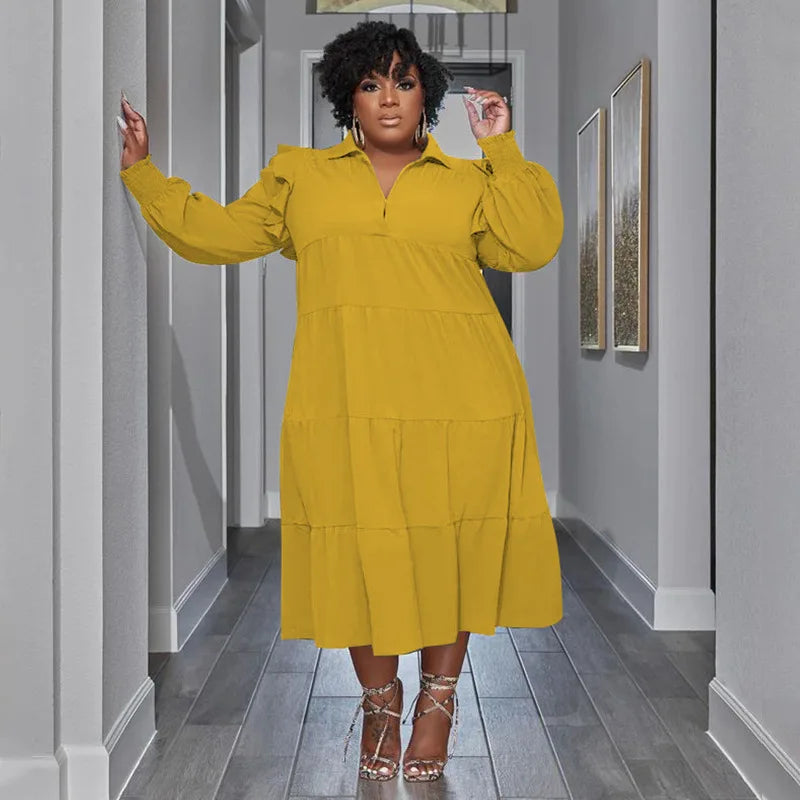 Yaya Vintage Women Long Sleeve Turn-Down Collar Long