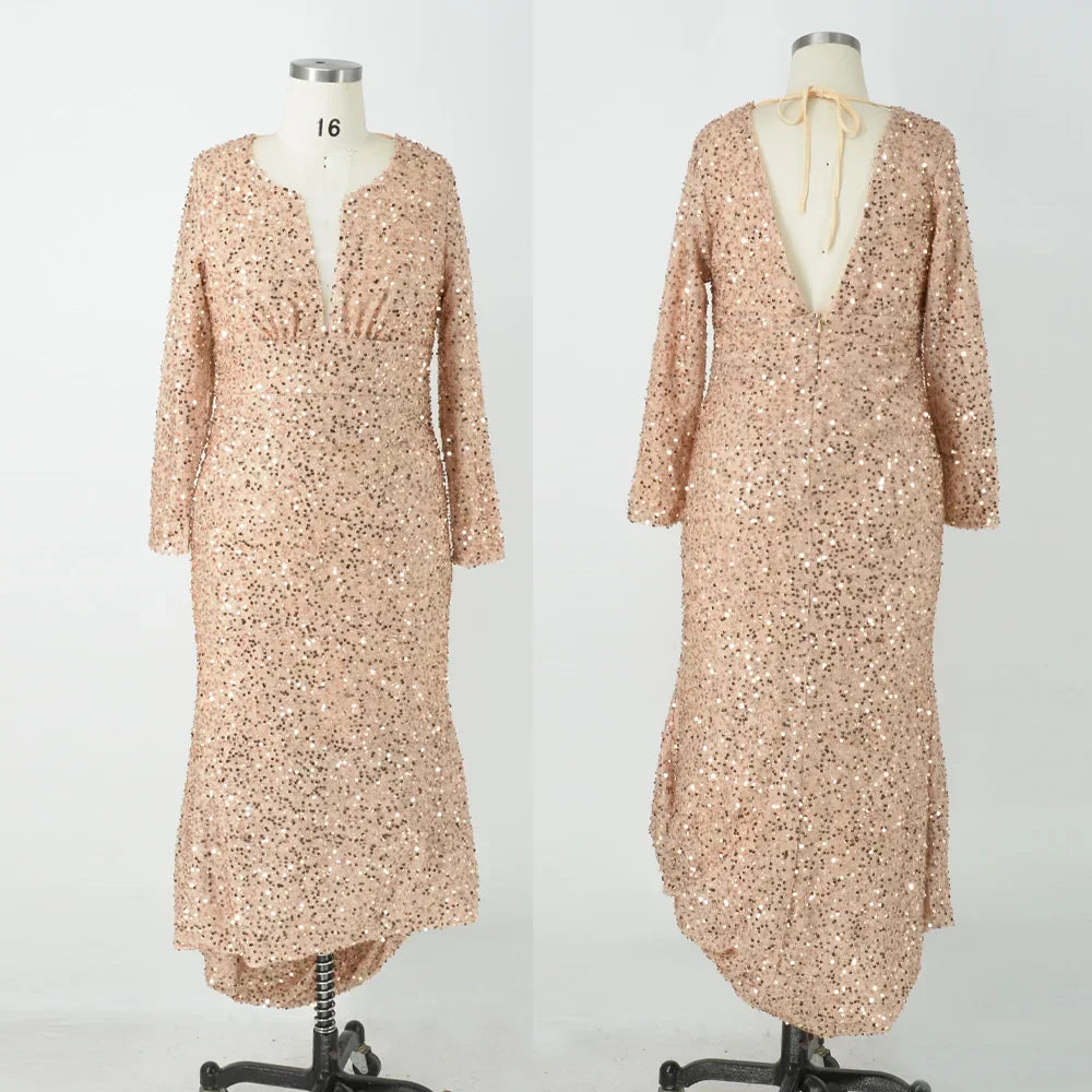 Women Party Dresses Fashion Beaded Fishtail Evening Dress