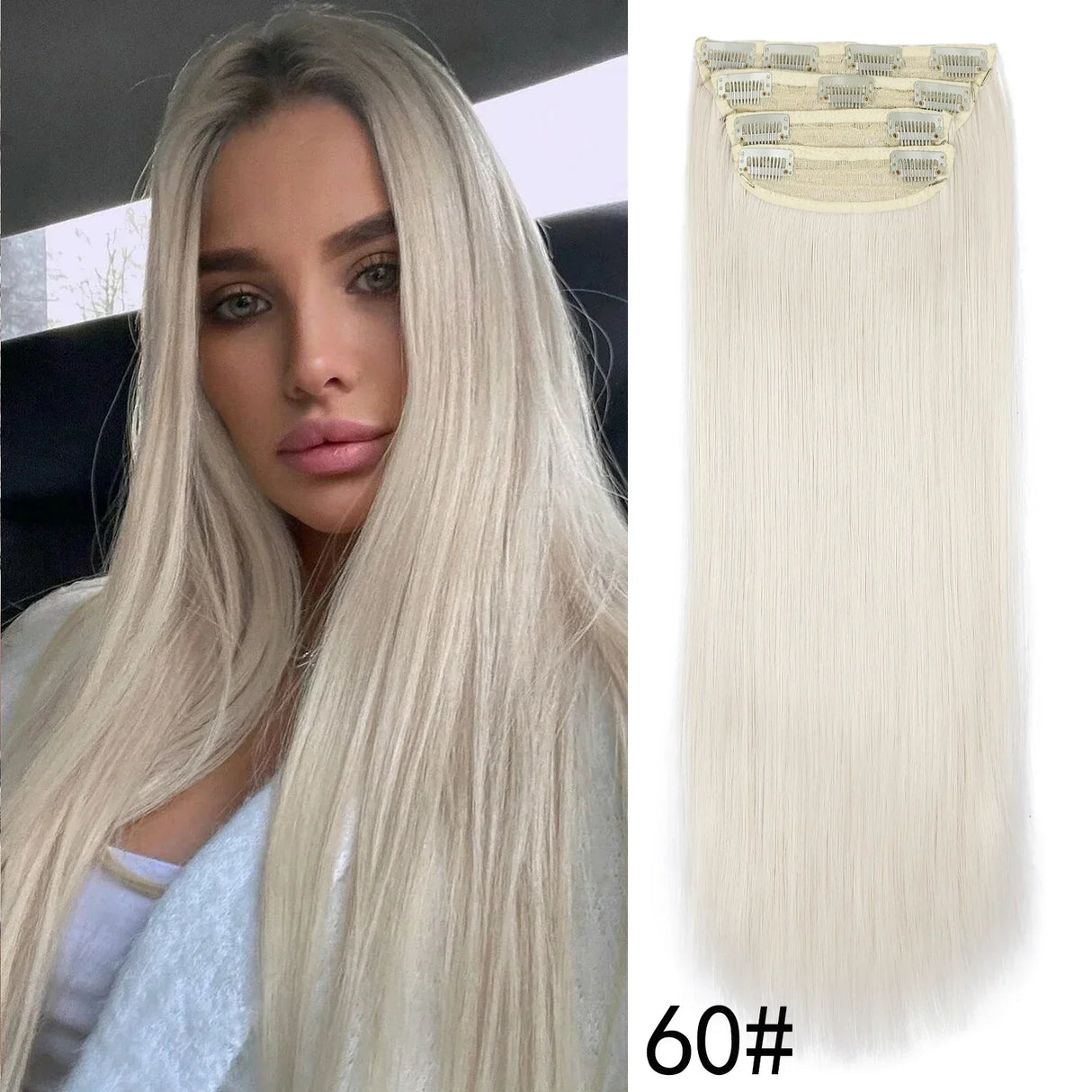 Set Synthetic Hair Clip In Long Wavy Thick