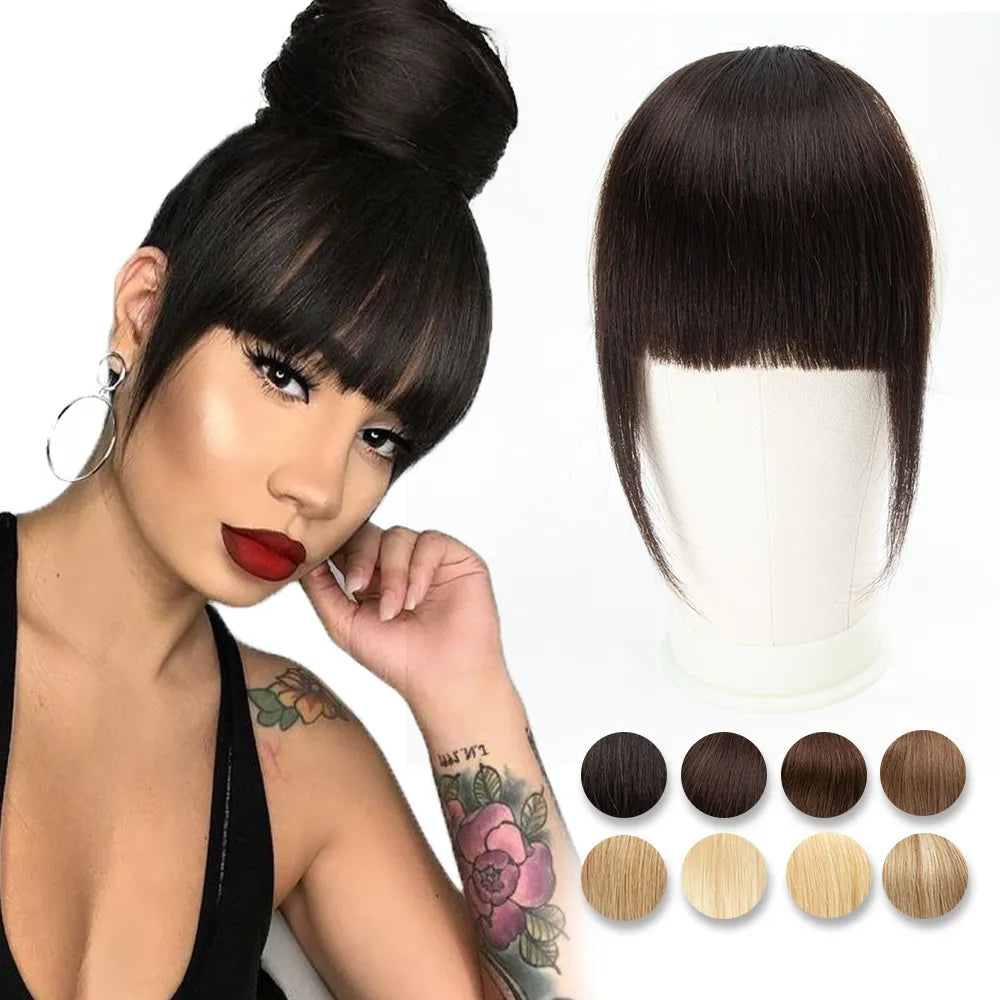 Human Hair Bangs Clips D Blunt Cut Natural