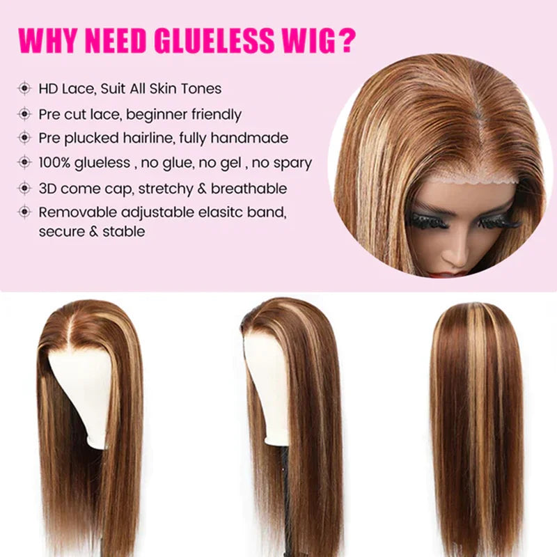 Tracy Hair Straight Highlight Pre Cut Pre Plucked