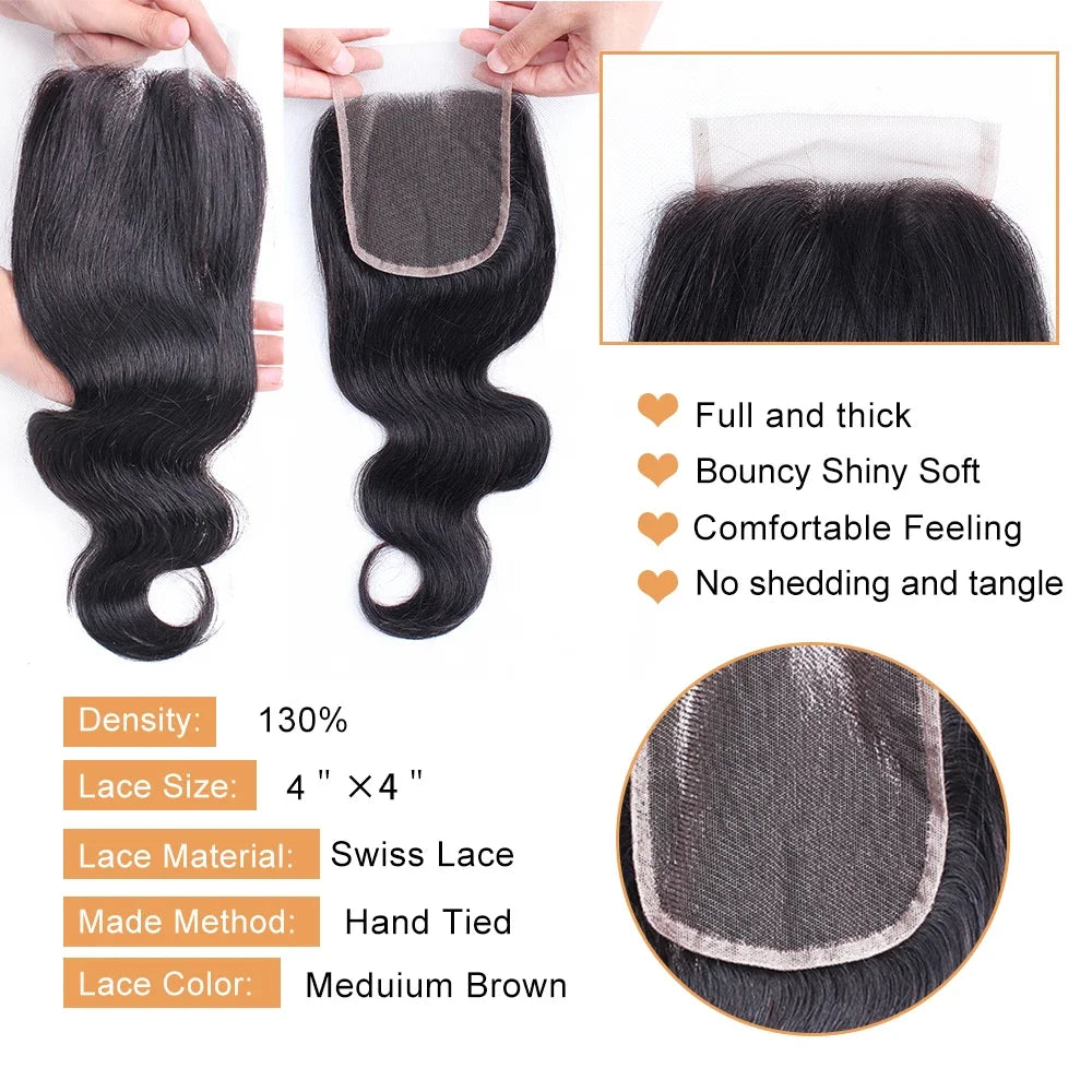 Lace Closure Body Wave Natural Color Dark