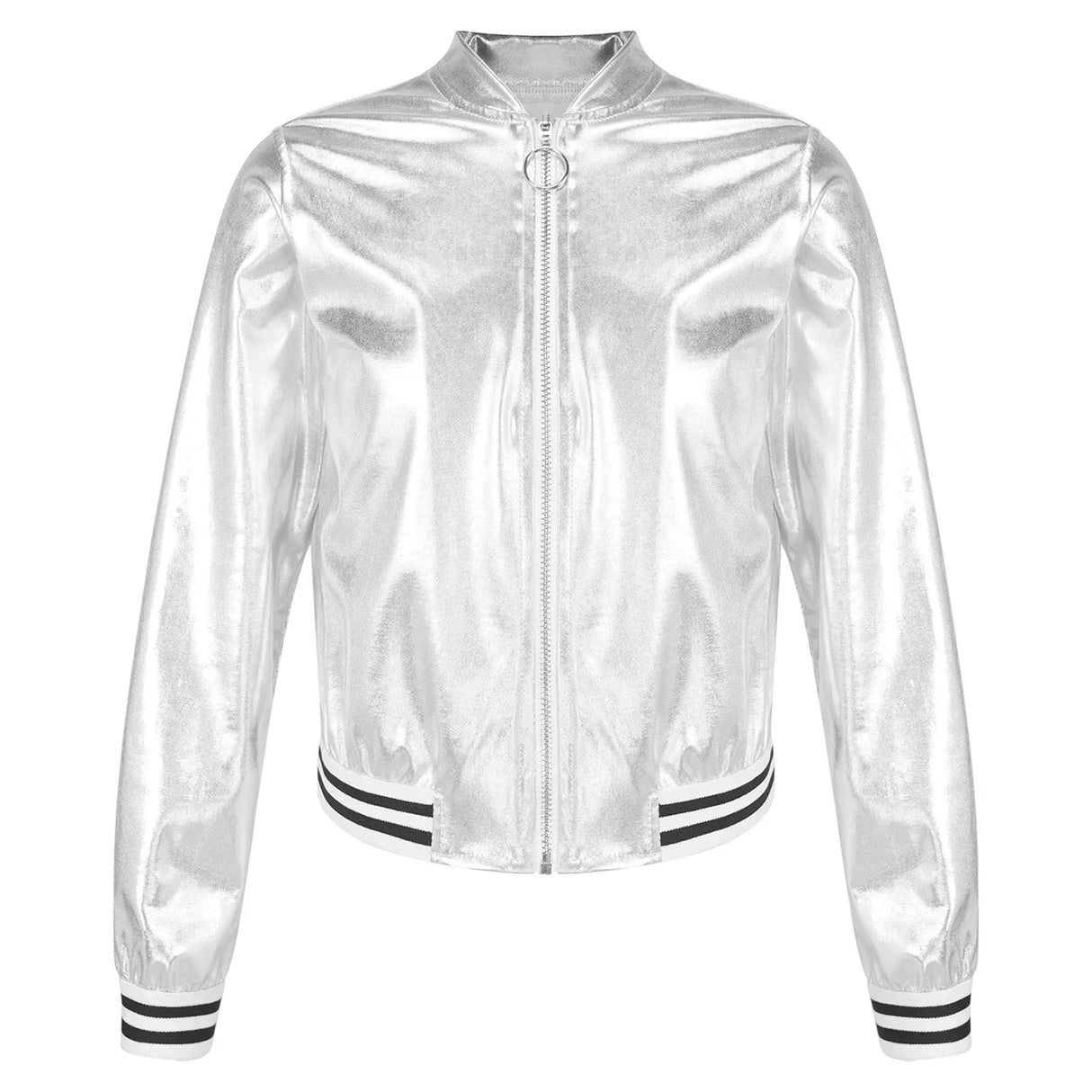 Kids Girls Shiny Baseball Jacket Bolero Disco Blazer