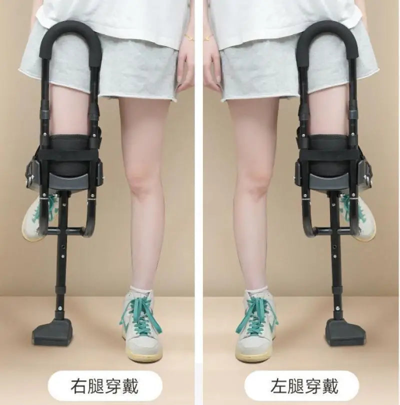 Single-Leg Telescoping Assisted Walking Stick Crutch Support-Free Knee