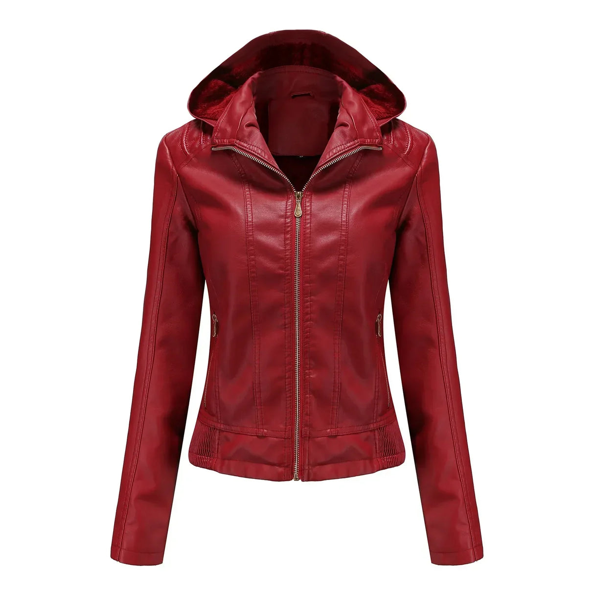 Women'S Moto Biker Zipper Jacket Hooded Faux Fur
