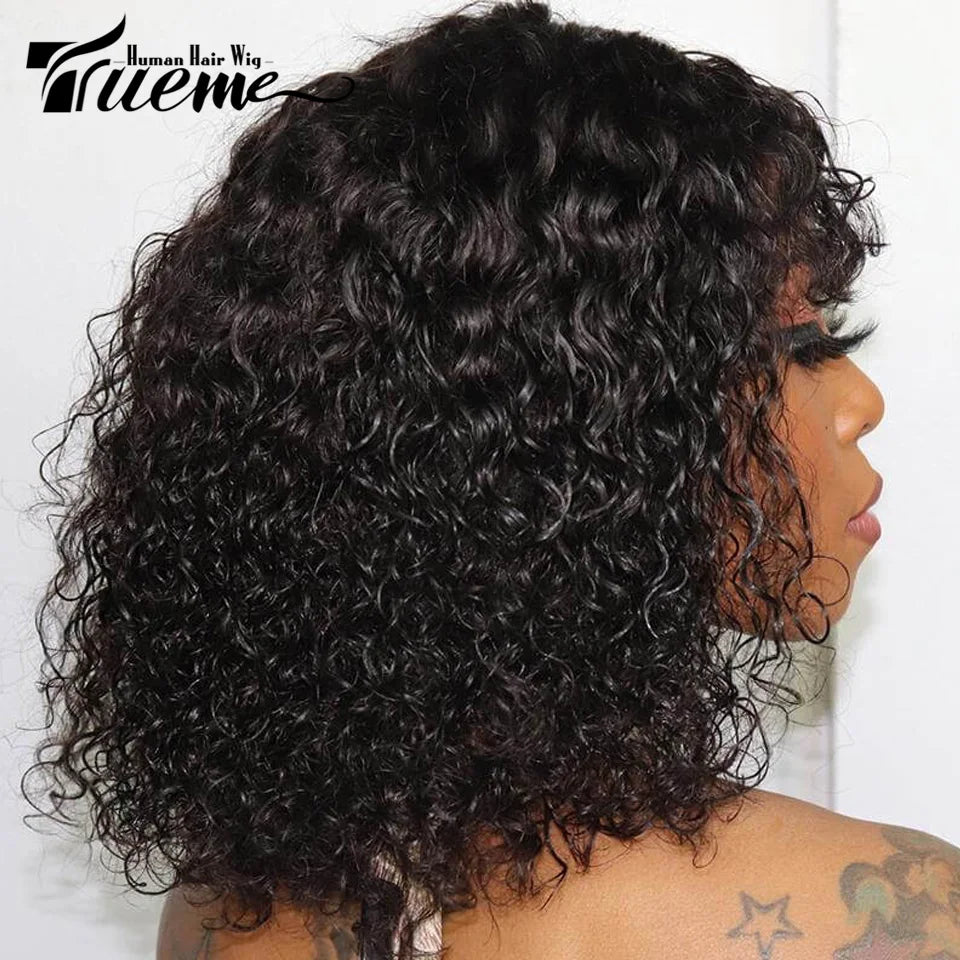Trueme Curly Human Hair Wigs Colored Brazilian Bob