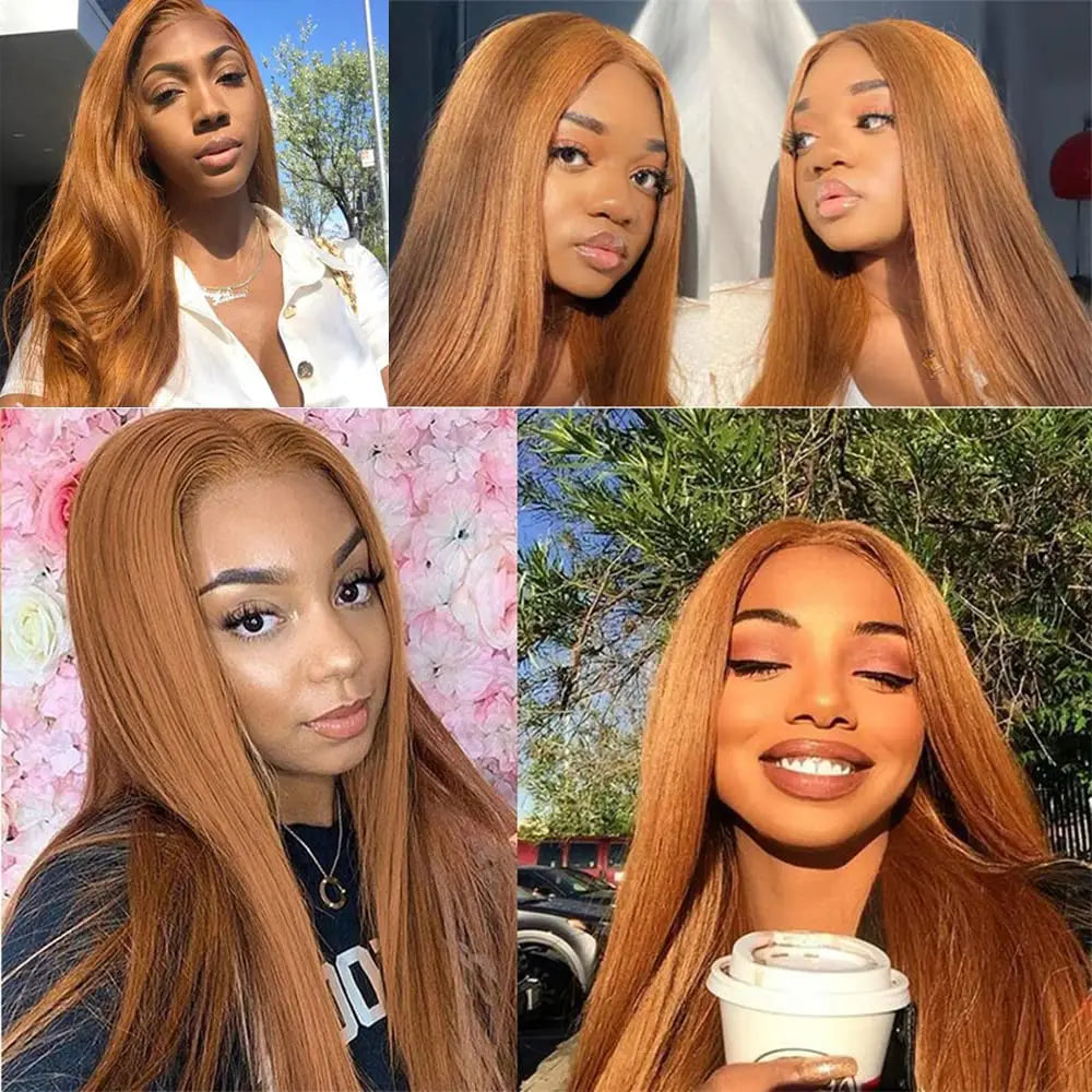 Ginger Blonde Lace Wigs For Black Women Straight