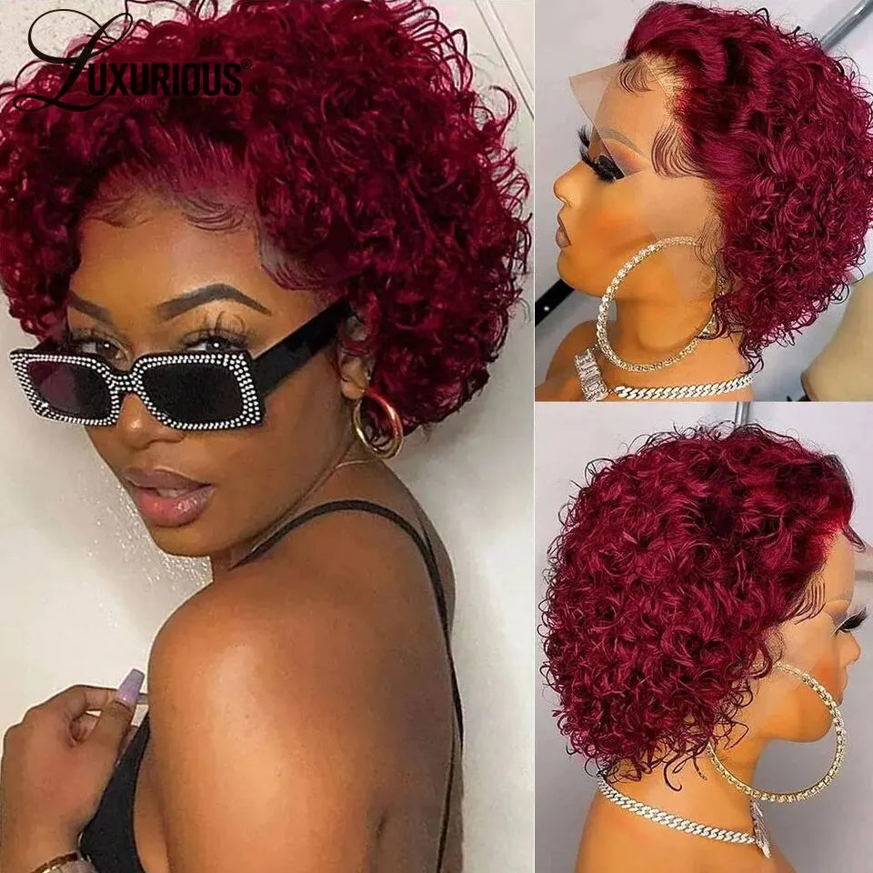 Pixie Cut Wigs Human Haishort Curly Lace Front