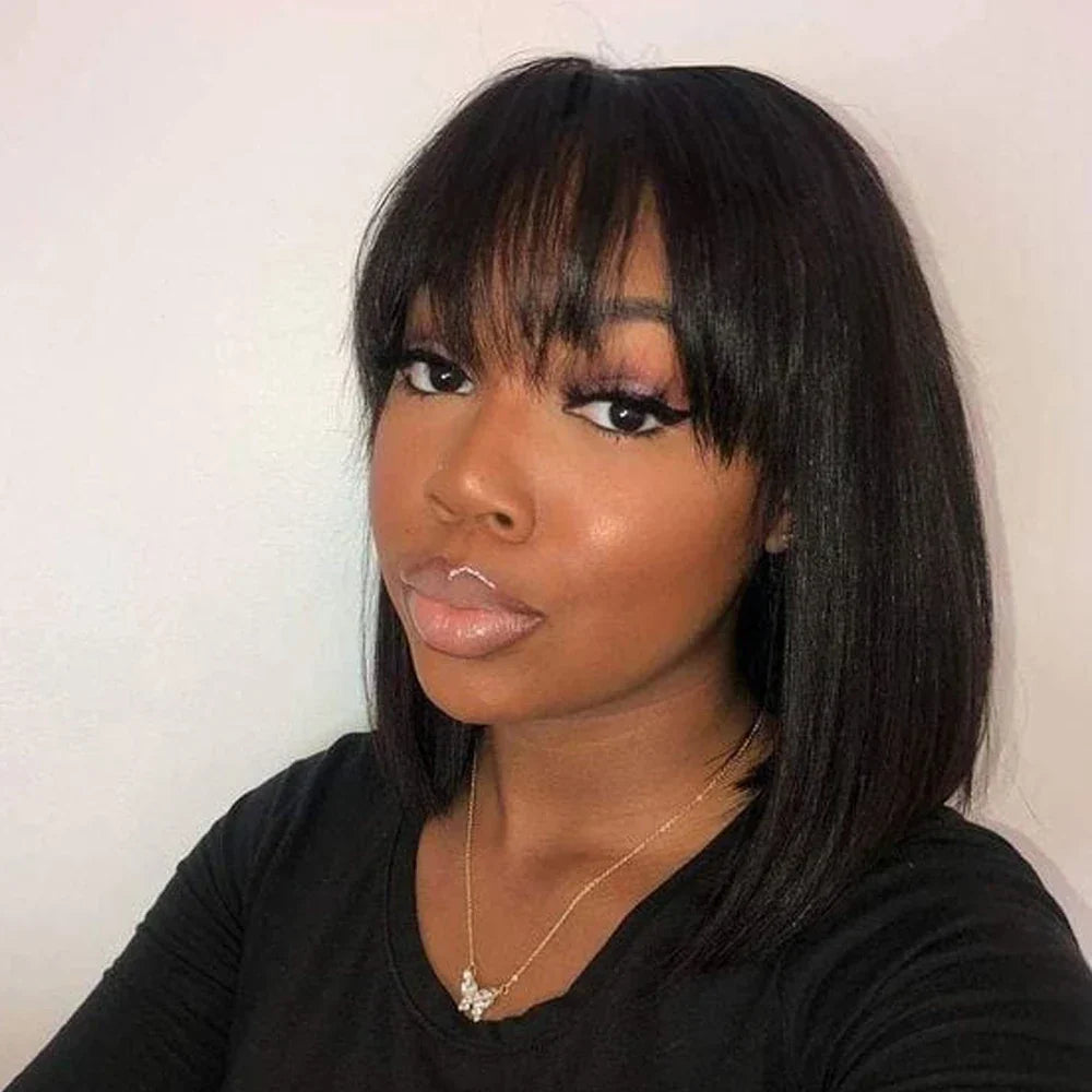 Straight Bob Wig With Bangs Natural Short Straight