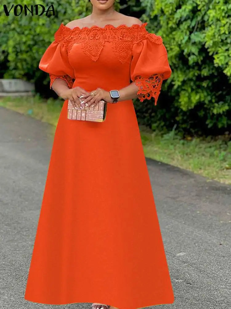 Vonda Women Off Shoulder Maxi Dress Bohemian