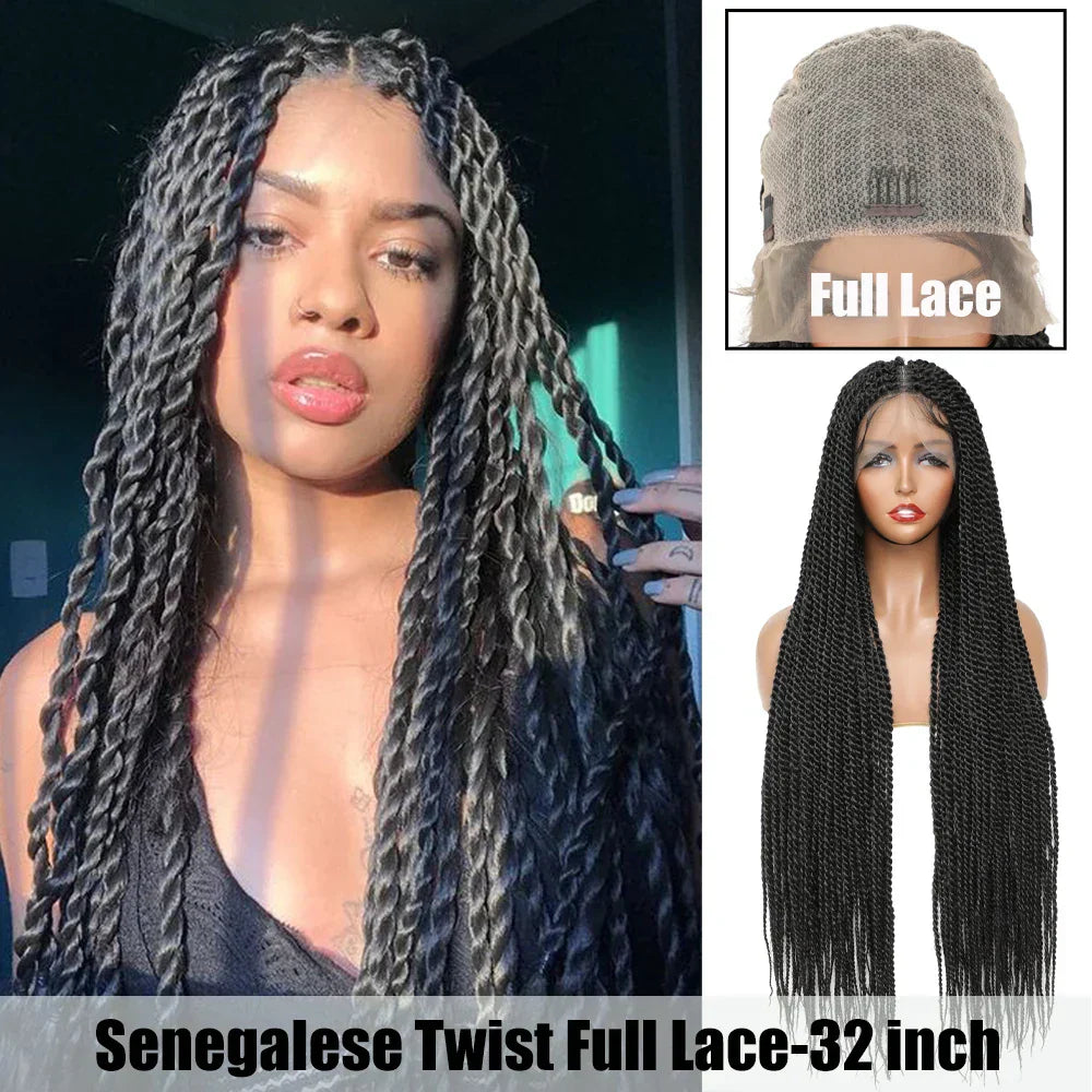 Tress Full Lace Braided Wigs Faux Locs Synthetic