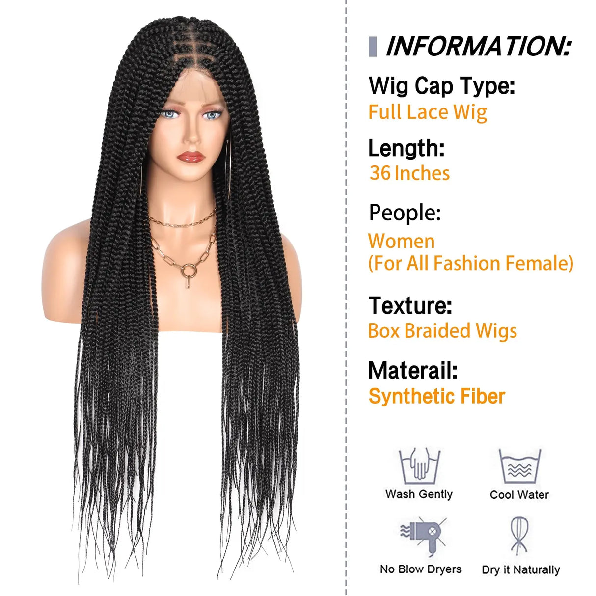 Viyskur Inches Full Lace Front Knotless Box Braided