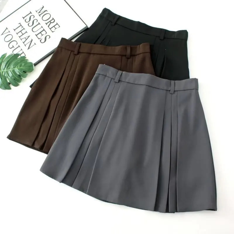 Autumn Clothes Women Pleated Skirt Plus Elastic Waist