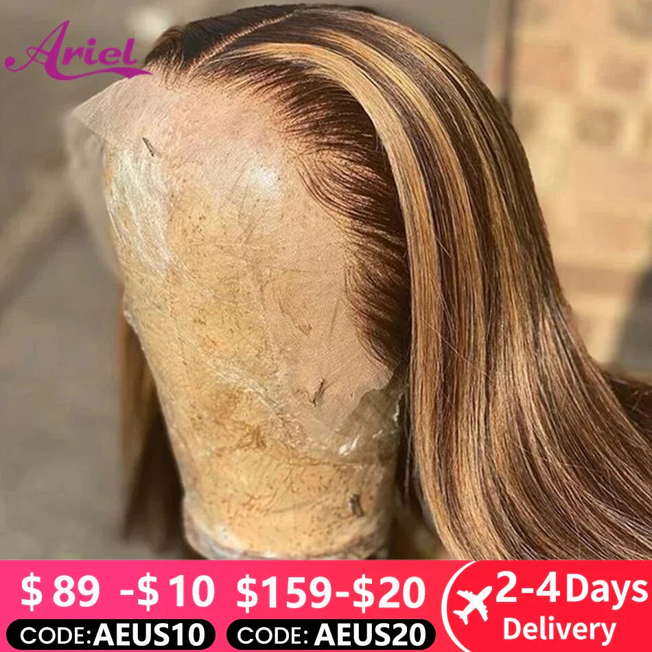 Highlight Ombre Colored Brown Lace Front Human Hair