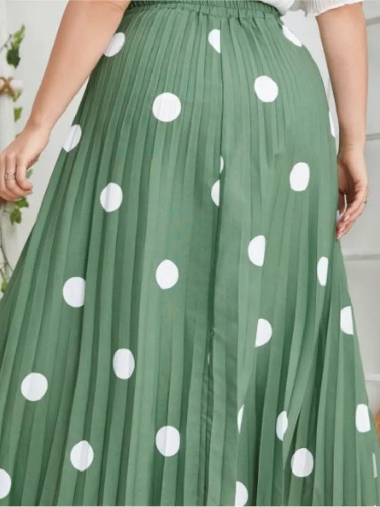 Plus Spring Midi Polka Dot Print Skirt Women
