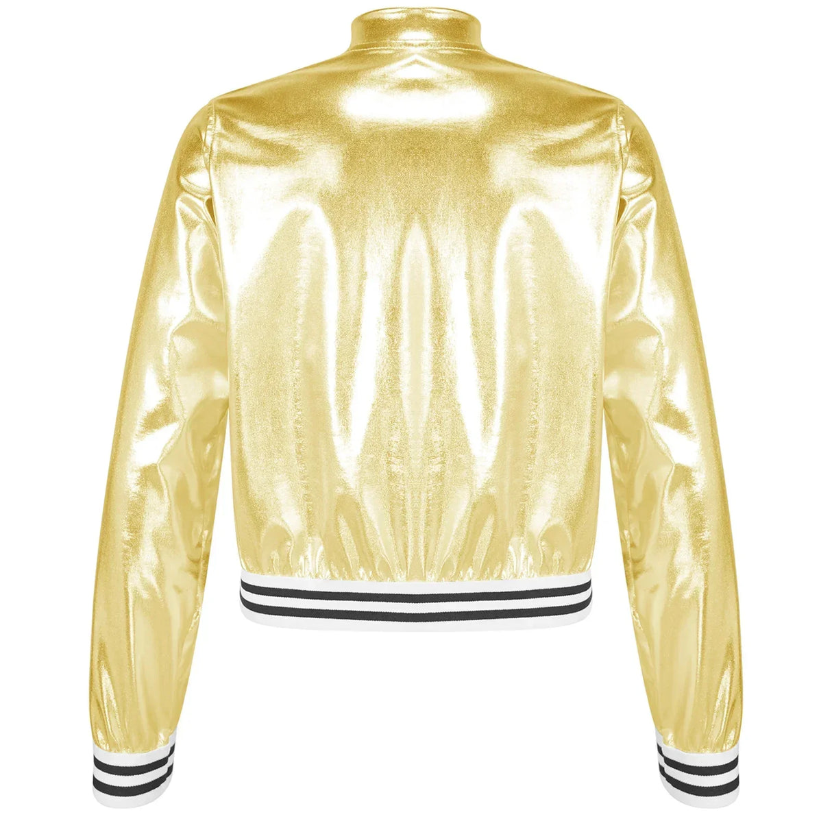 Kids Girls Shiny Baseball Jacket Bolero Disco Blazer