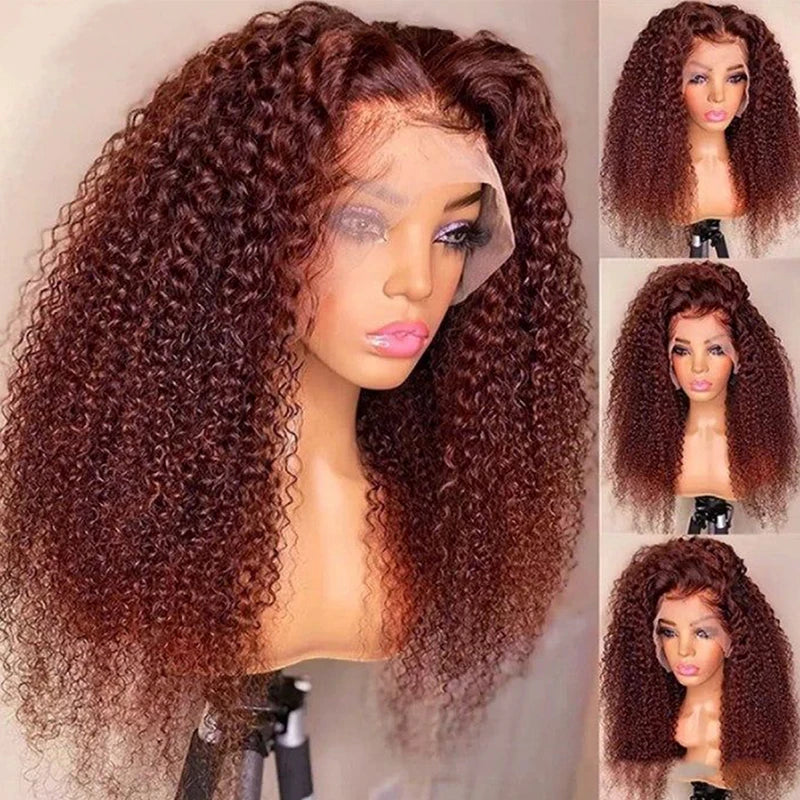 Reddish Brown Jerry Curly Lace Front Wig