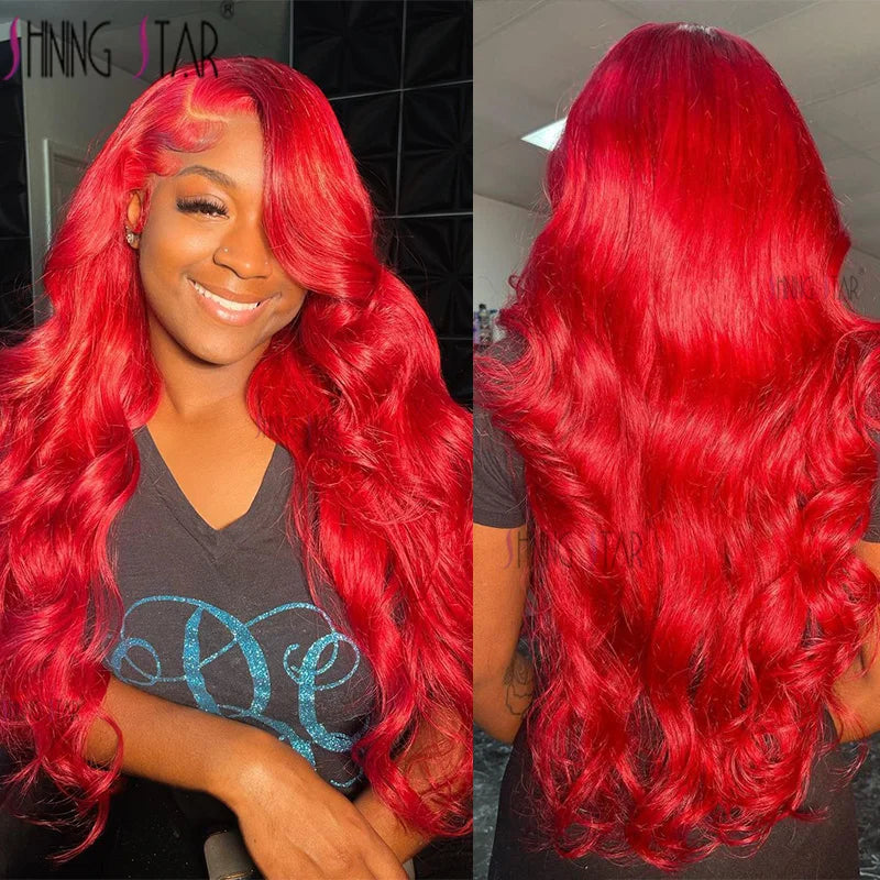 Hd Lace Frontal Human Hair Wigs Red