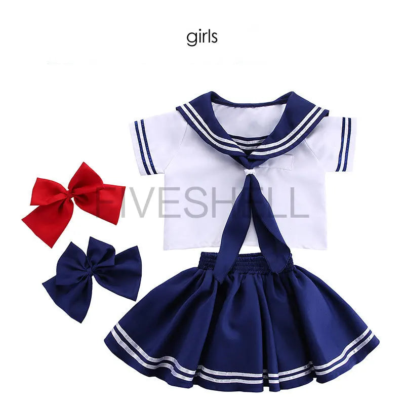 Japanese Anime Navy Sailor Costume Uniform Blue For