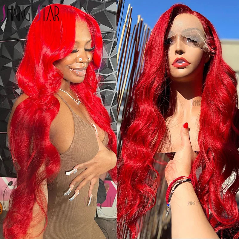 Colored Burgundy X Hd Lace Frontal Wigs Red