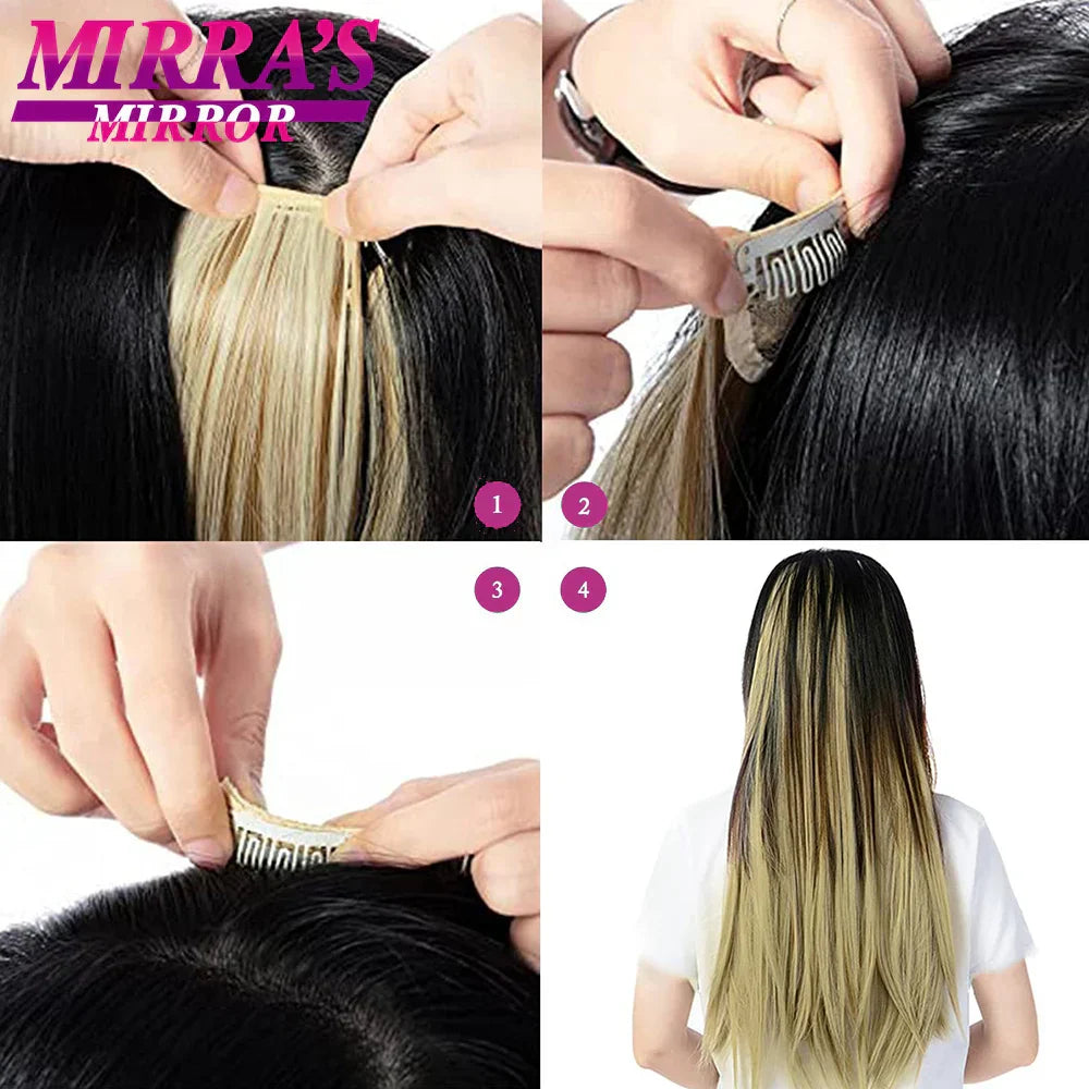 Synthetic Clip In Hair Extensions Pcs/Set Clips Long