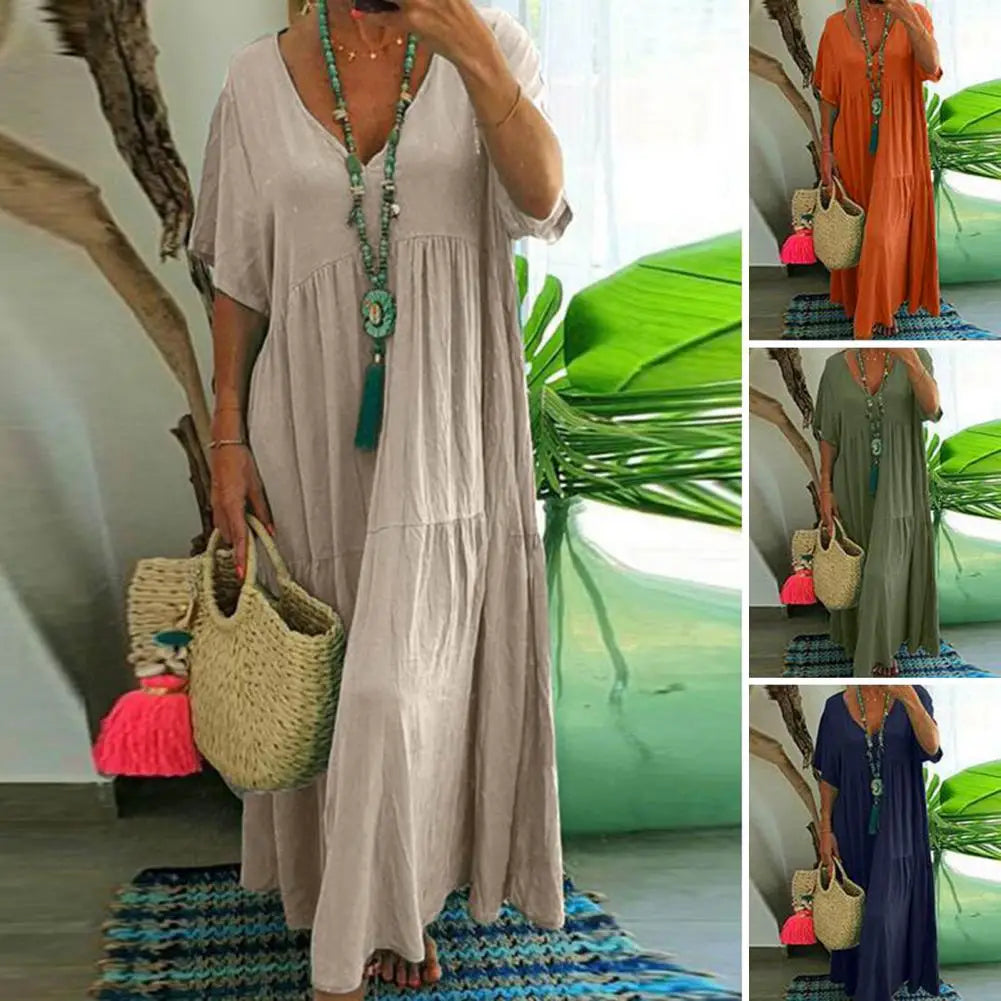 Soft Chic Big Hem Beach Maxi Dress Lady