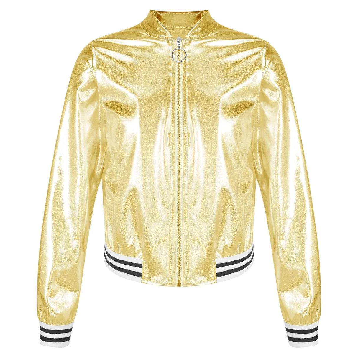 Kids Girls Shiny Baseball Jacket Bolero Disco Blazer