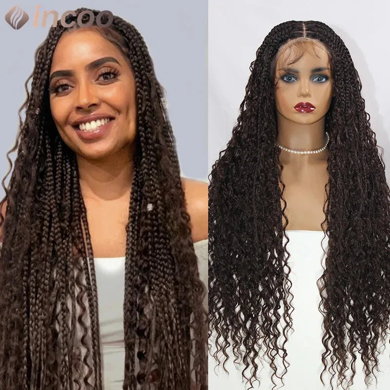 Long Full Lace Front Wigs Boho Cornrow Box