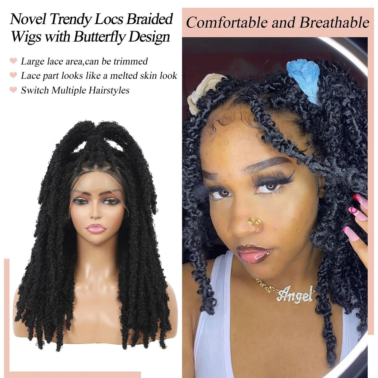 Kalyss Triangle Knotless Butterfly Locs Braided Wigs