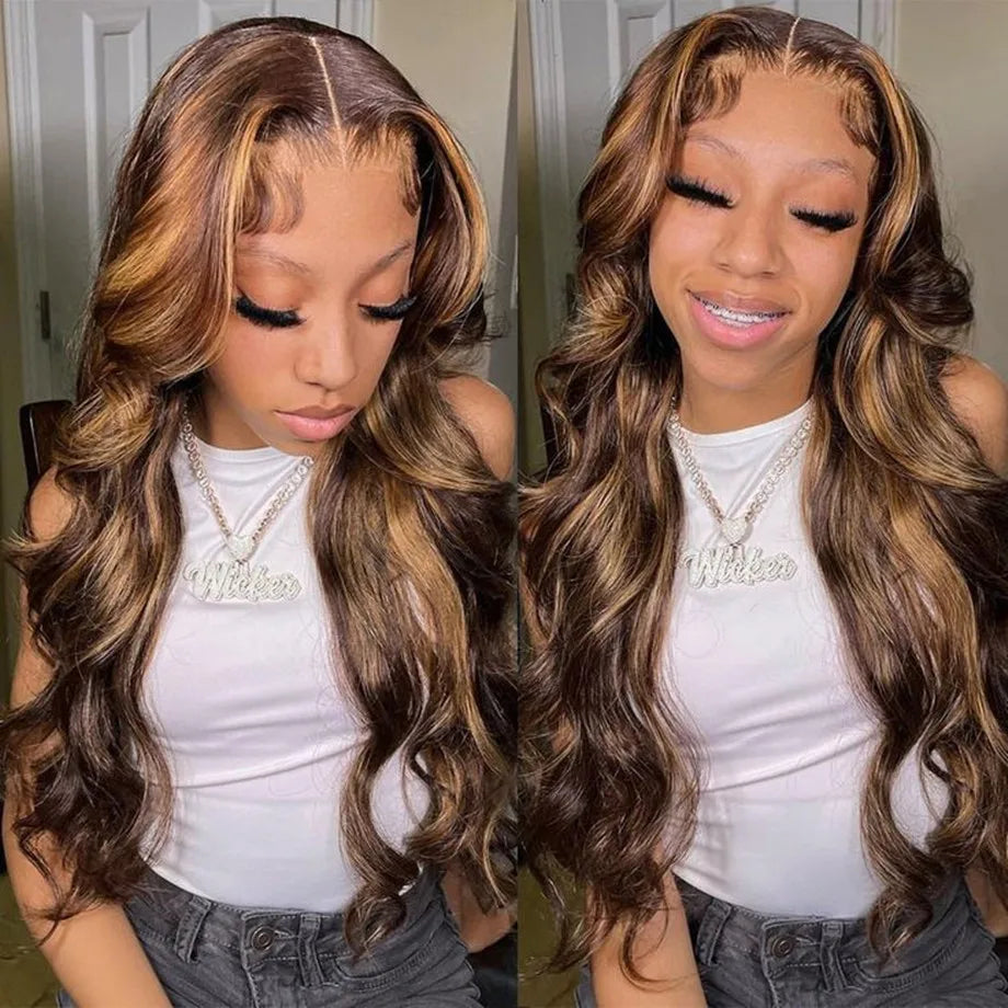 Highlight Wig Human Hair Body Wave Lace Front