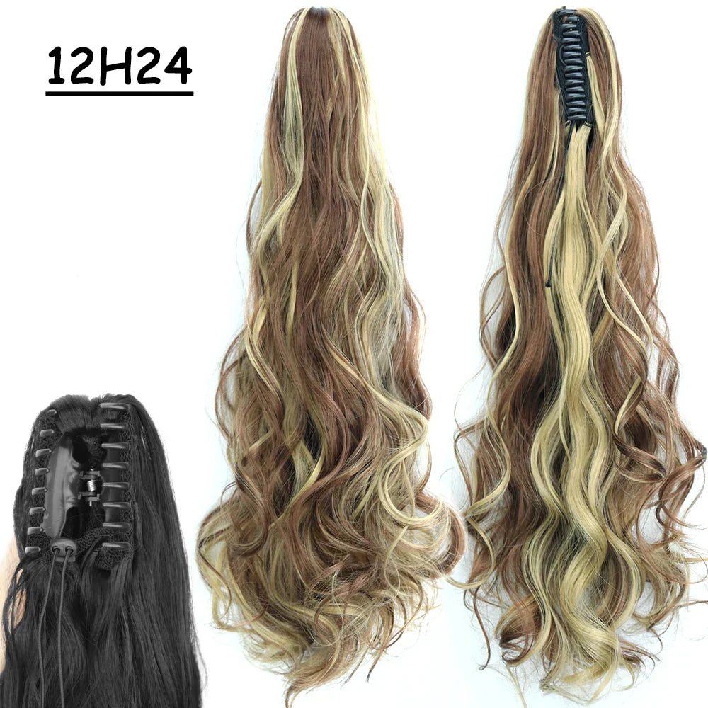 Synthetic Claw Clip On Ponytail Hair Extensions Long