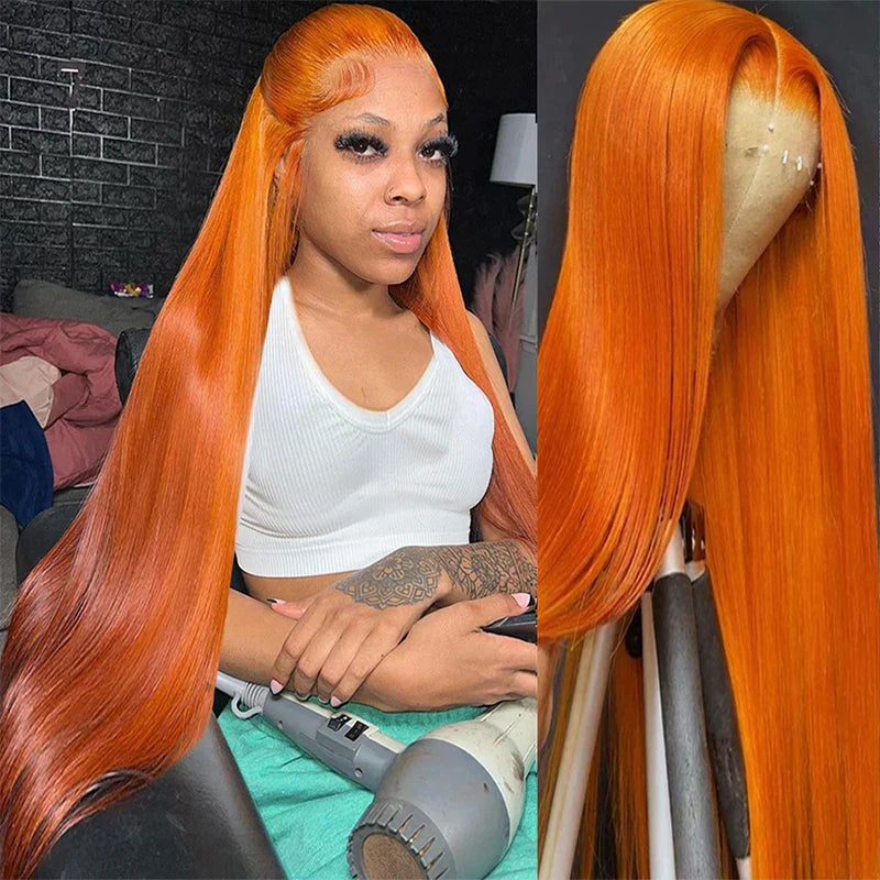 Ginger Orange 13x6 Lace Front Wig - Bone Straight Human Hair