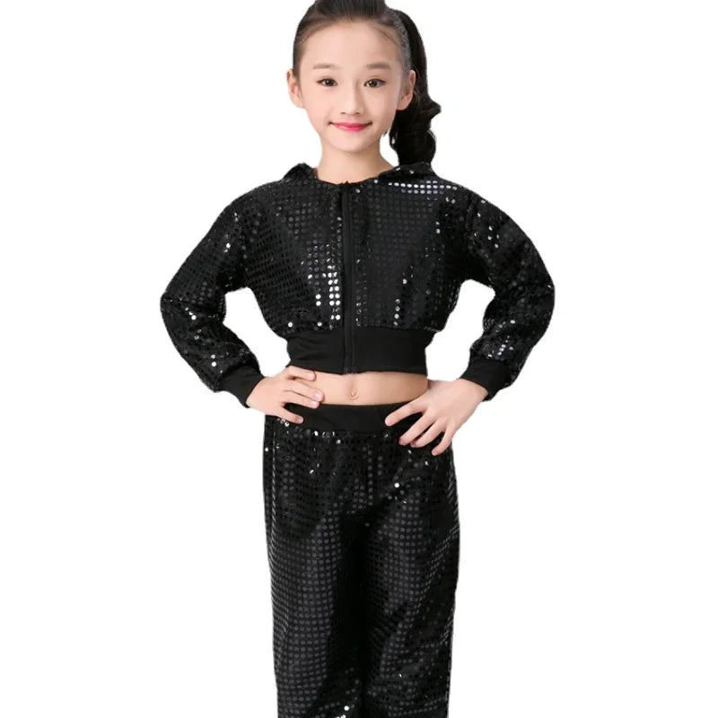 Children Sequin Hip-Hop Jazz Dance Costume Girls Student