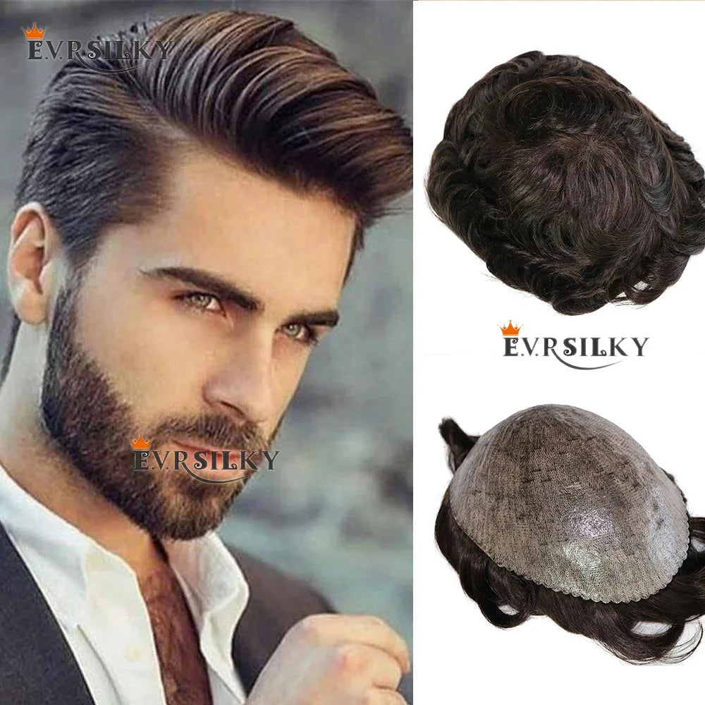 Natural Hairline Super Durable Mens Toupee Brown Blonde
