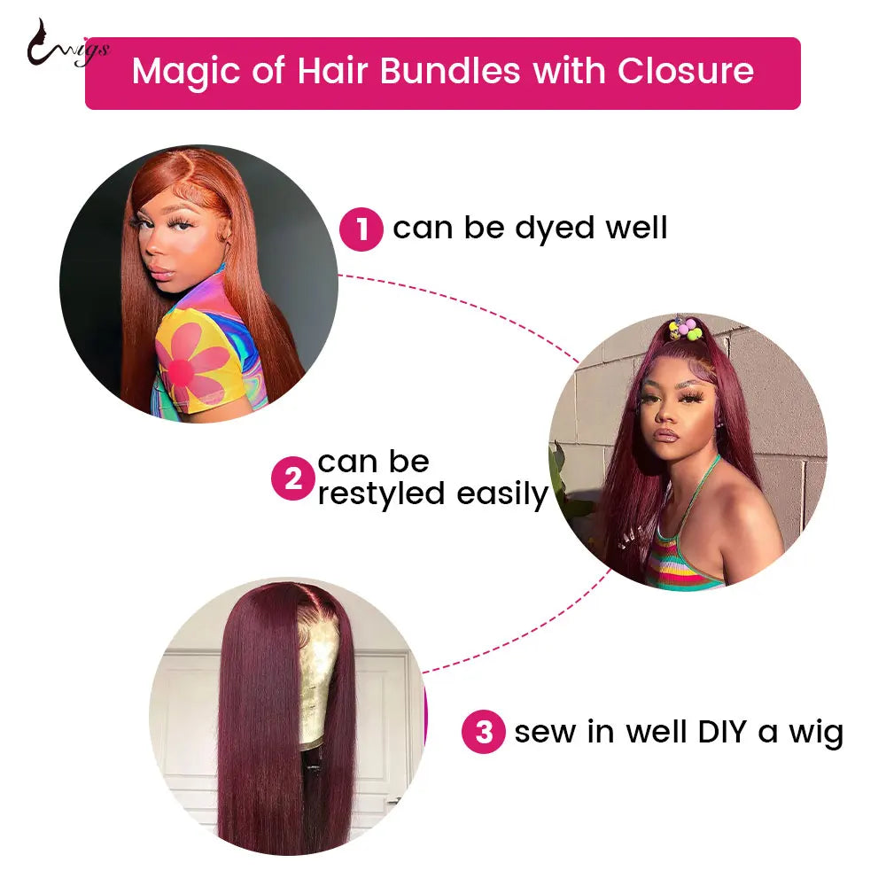 Hair Bundles With Frontal Brazilian Hair Bone