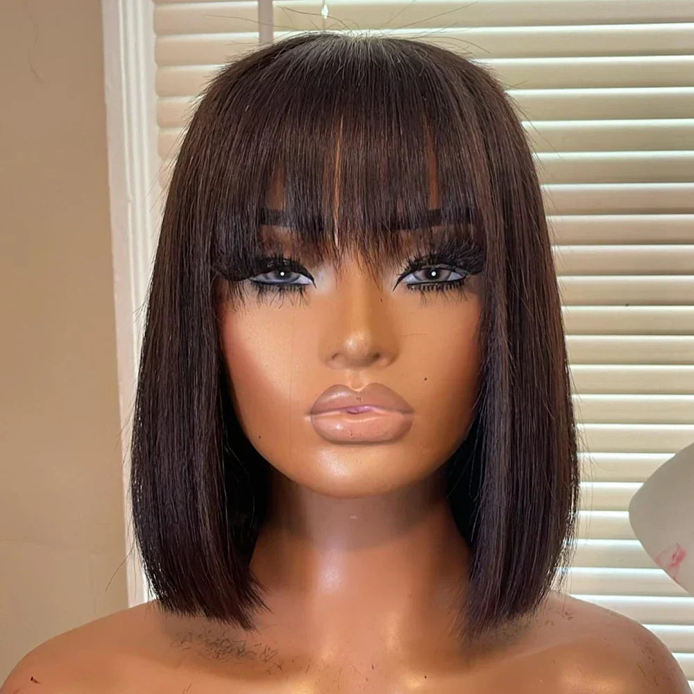 Straight Bob Wig With Bangs Natural Short Straight
