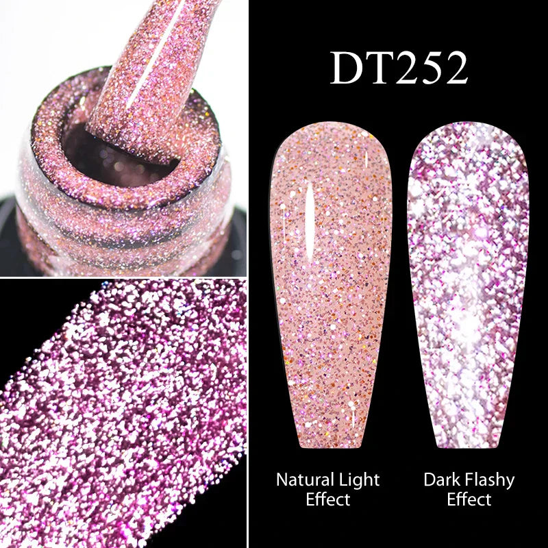 Nude Glitter Gel Nail Polish Set Purple Pink