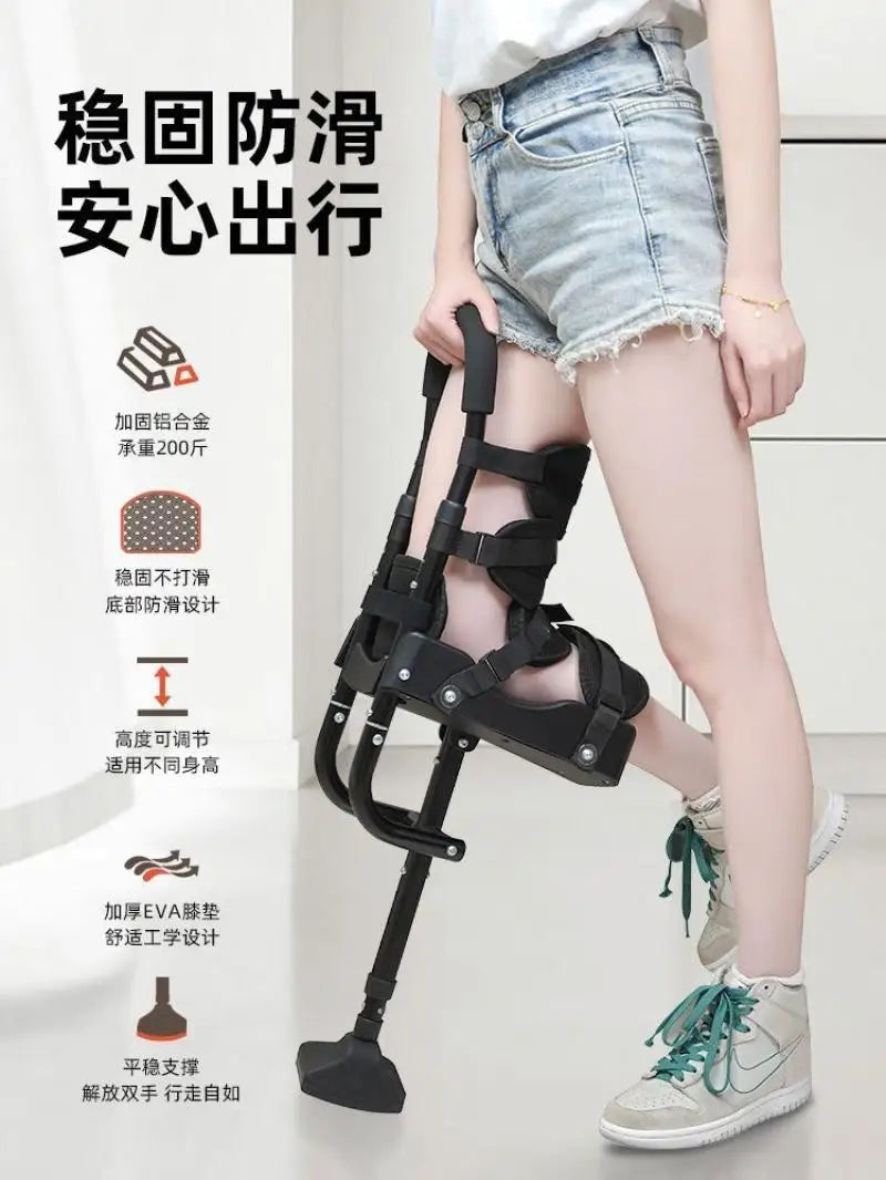 Single-Leg Telescoping Assisted Walking Stick Crutch Support-Free Knee