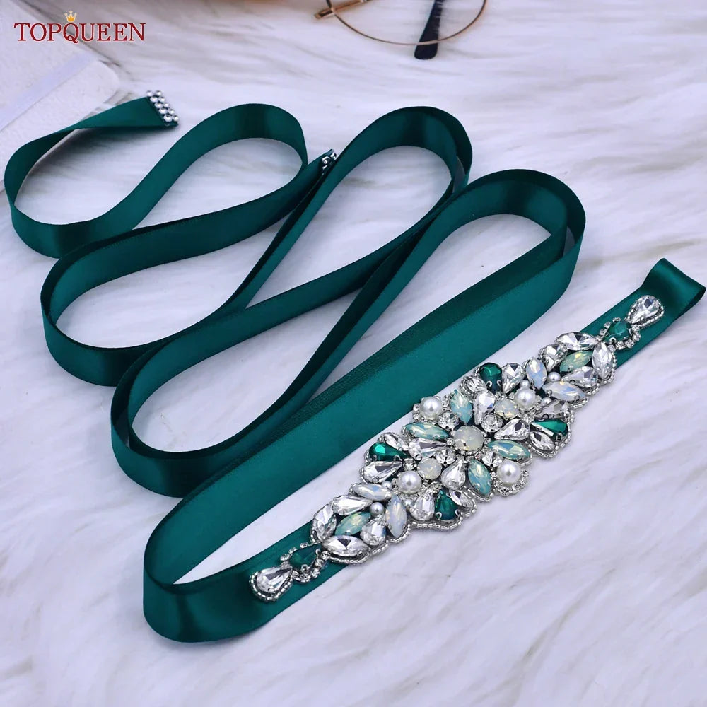 Topqueen Multiple Styles Green Belt With Diamonds Bridal