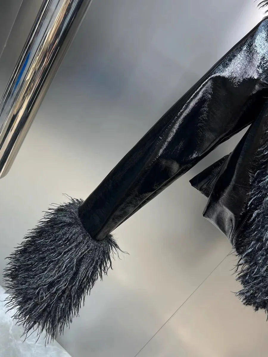 New Autumn Winter Large Lapel Simulated Lamb Fur