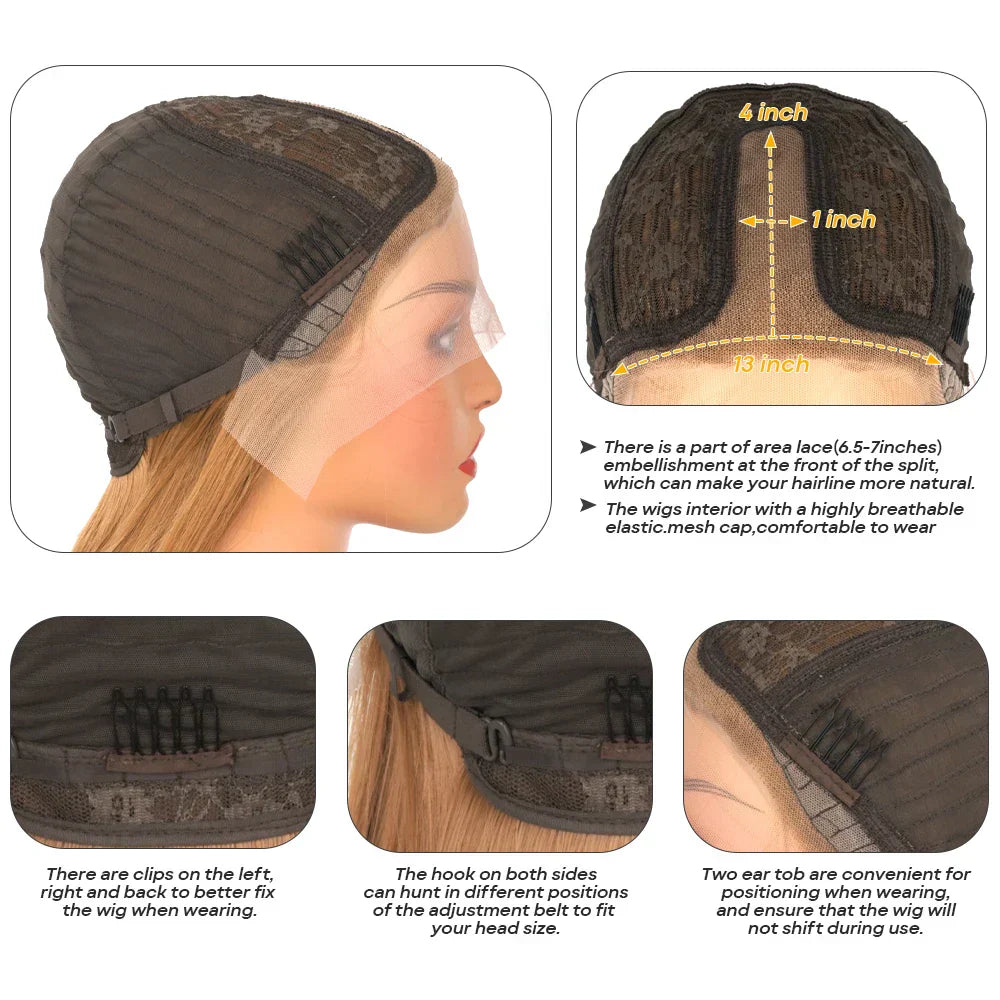 Ginger Blonde Lace Wigs For Black Women Straight