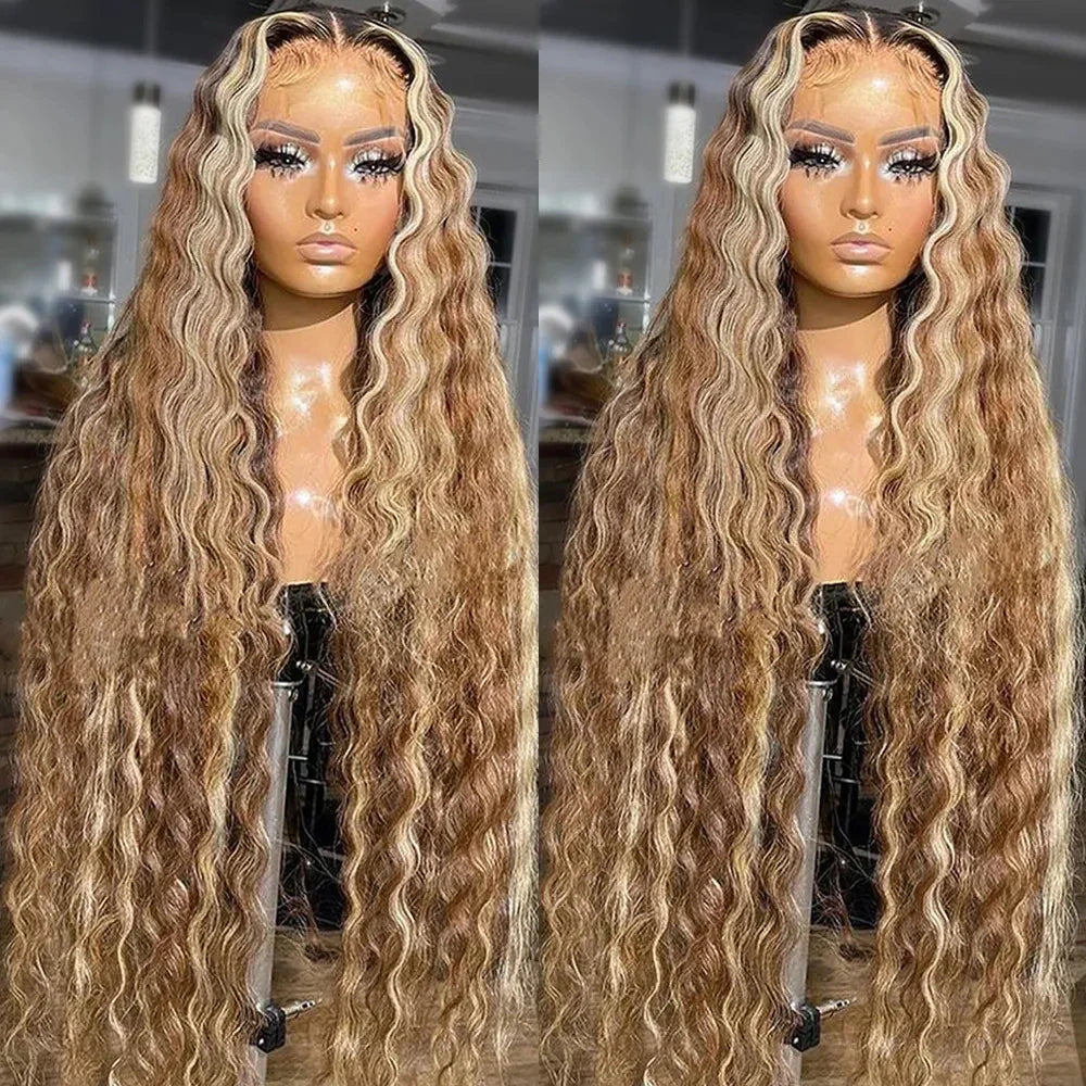 Pre Cut Highlight Wig Curly Human Hair