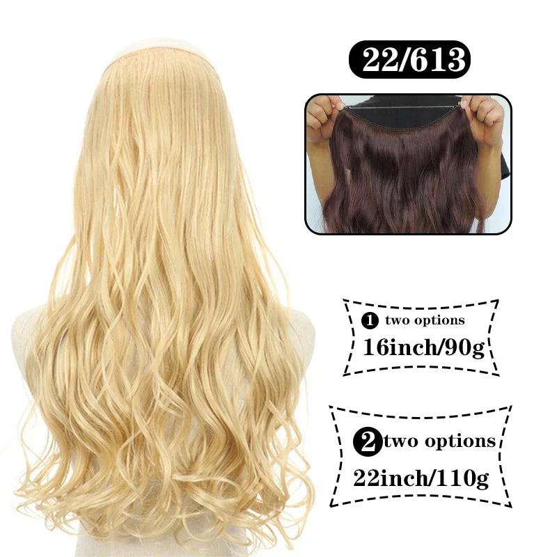 Hair Extensions No Clips Synthetic Fake Hair Ombre