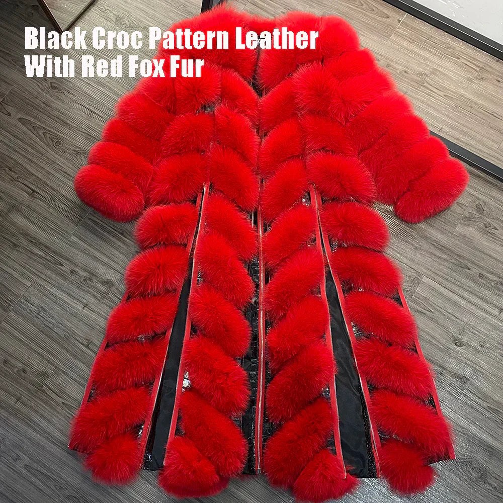 Yoloagain Autumn Luxury Real Fox Fur Coat Long